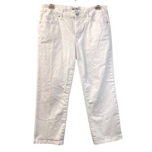 Nine West Chrystie Capri Cropped White Denim Jeans Pockets Beach Wear WM SZ 6